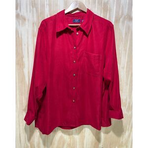 Crazy Horse Liz Claiborne Co. button up long sleeve shirt holidays red women 3XL